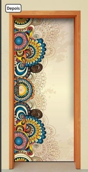 Cool door painting - doors houses door decorations Mandala Art Door Design, Mandala Art On Door, Door Mandala Art, Mandala On Door, Mandala Door Design, Door Murals Painted Easy, Bedroom Door Painting Ideas Creative, Cool Door Painting, Door Art Bedroom Paint