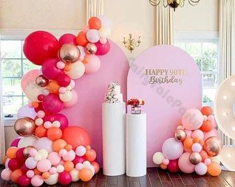 Orange Baby Shower, Orange Balloons, Balloon Chain, Pastel Balloons, Diy Balloon, Orange Baby, Wedding Party Supplies, White Balloons, Bachelorette Party Decorations