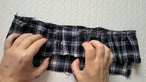 This is a guide on a DIY plaid ruffle top. Follow this thrift flip to create a super cute ruffle top from an old shirt. Ruffle Top Diy, Diy Plaid, Plaid Diy, Shirt Tutorial, Arm Exercises, Thrift Flip, Straight Pins, Old Shirts, Fabric Scissors