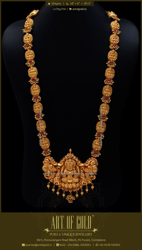 Nagas Haram | Art of Gold Jewellery, Coimbatore Nagas Gold Jewellery, South Indian Jewellery Necklace Set Gold Simple, Art Of Gold Jewellery, 80grams Gold Haram Designs, Latest Long Haram Gold Jewellery Designs In 40 Grams, Temple Jewellery Haram Gold, Lakshmi Haram Designs Gold Latest Long, Jewelry Patterns Gold Necklace Long, Gold Long Necklace Indian Antiques