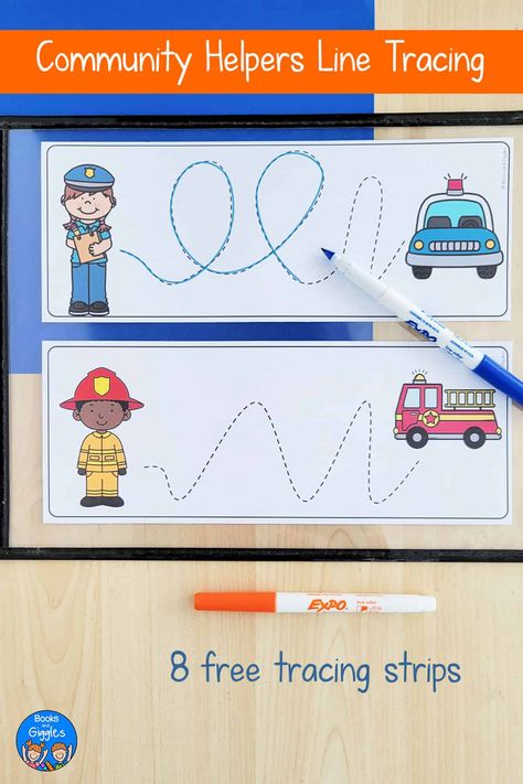 Community Helpers Line Tracing Community Helpers Lesson Plan Kindergarten, Community Helpers Preschool Literacy, Community Helper Sensory Activities, Montessori Community Helper Activities, Community Helpers Puzzles Free Printable, Community Helpers Preschool Fine Motor, Community Helper Centers, Community Helper Process Art Preschool, Thank You Community Helpers