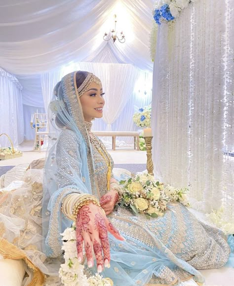 Baby Blue Wedding Dresses, Nikah Dress, Red Bridal Dress, Blue Bride, Desi Wedding Dresses, Desi Bride, Bengali Wedding, Pakistani Wedding Outfits, Bridal Dress Fashion