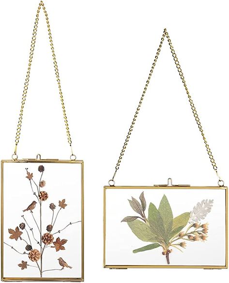 Amazon.com - JUXYES Set of 2 Brass Wall Hanging Photo Frame, Golden Glass Hanging Picture Artwork Display Frame, Double Glass Floating Frame Style Gallery Wall Frame for Photo Picture Poster etc (4" x 6") - Frame For Photo, Wall Hanging Photo Frames, Hanging Photo Frame, Brass Wall Hanging, Tabletop Picture Frames, Picture Poster, Hanging Picture Frames, Copper Frame, Double Glass