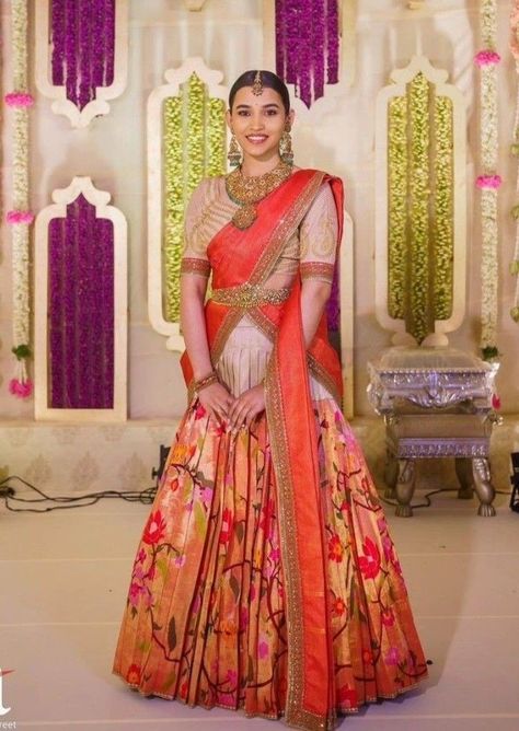 Paithani Lehangas, Half Saree Designs South Indian, Paithani Lehenga, Fashion Lehenga, Saree Paithani, South Indian Bride Saree, Amrita Rao, Langa Voni, Bridal Lehenga Designs