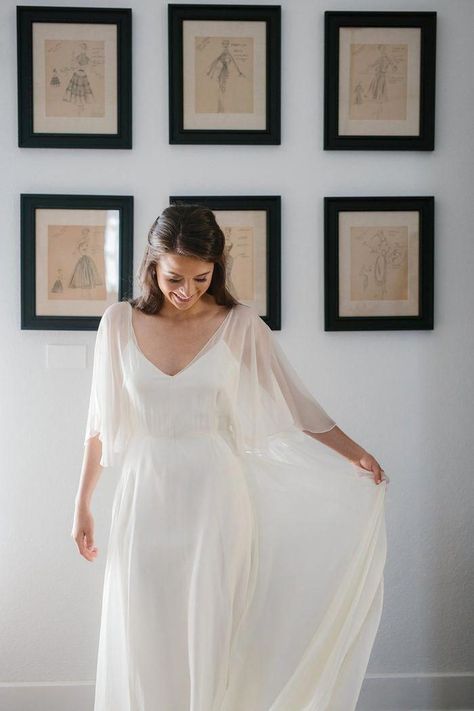 Ebell Long Beach Wedding, Ebell Long Beach, Flowy Wedding Dress, Ethereal Design, Revival Design, Boho Bridal Dress, Chiffon Wedding Gowns, Dresses Flowy, Sarah Seven