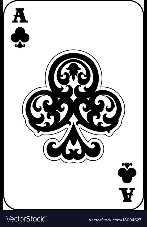 Club Card Design, Ace Of Clubs Tattoo, Clubs Tattoo, Ace Of Clubs, Ace Of Clubs Card, Playing Card Symbols, Ace Of Clubs Design, Clubs Tattoo Card, Play The Cards Youre Dealt Tattoo