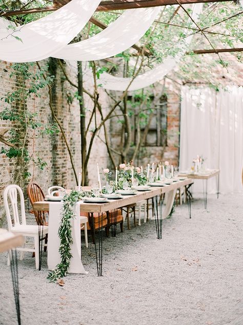 vintage greenhouse wedding | Starling and Sage | Glamour & Grace Lovegood Wedding & Event Rentals | Mismatched Chairs with Hairpin Tables Vintage Greenhouse, Old Greenhouse, Relaxed Boho Style, Wedding Glamour, Hairpin Table, Greenhouse Wedding, Greenhouse Plans, New Orleans Wedding, Allure Bridal