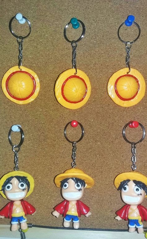 Polymer Clay Luffy keychains One Piece Clay Art, Luffy Keychain, Clay Keychain, Creative Birthday Gifts, Anime Jewelry, Clay Diy Projects, Tanah Liat, Polymer Clay Jewelry Diy, Clay Jewelry Diy