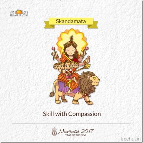 Skandamata, Fifth Form of Nav Durga , Navratri, The Art of Living 1st Navratri Images, Skandmata Devi Images, Skand Mata Images, Skandmata Images, Skandmata Devi, Skandamata Devi, Skand Mata, Skanda Mata, Maa Skandamata