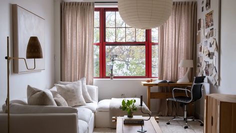 One Manhattan Square, Williamsburg Apartment, Bedroom Double Bed, Rustic Storage Cabinets, Round Top Antiques, Victorian Terraced House, Manhattan Apartment, White Couches, Rustic Storage