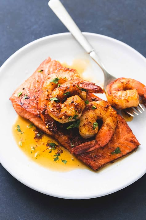 Sweet and savory pan-seared salmon topped with sauteed shrimp in cajun butter sauce. Salmon New Orleans is a 30 minute meal your family will crave. Salmon New Orleans Recipe, Salmon New Orleans, Cajun Butter Sauce, Cajun Salmon, Cajun Butter, Garlic Butter Salmon, New Orleans Recipes, Salmon And Shrimp, Sauteed Shrimp