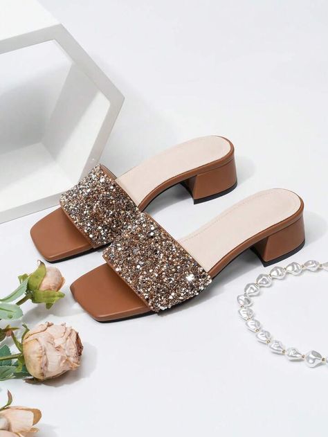 Women's Peep Toe Square Toe Chunky Heel Sandals For Spring And Summer | SHEIN USA Pakistani Shoes Heels, Pakistani Shoes Sandals, Bridal Sandals Heels Pakistani, Pakistani Heels, Pakistani Sandals, Diy Fabric Shoes, Shein Sandals, Modern Heels, Outfit Animal Print