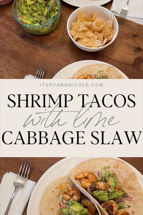 For those seeking a simple and delicious meal, these shrimp tacos with lime cabbage slaw are the perfect choice. The easy slaw for shrimp tacos adds a zesty kick to the succulent shrimp, making these tacos a delightful and effortless dinner option. Try them tonight! Lime Cabbage Slaw, Shrimp Tacos With Slaw, Shrimp Tacos With Cabbage Slaw, Slaw For Shrimp Tacos, Tacos With Cabbage Slaw, Healthy Shrimp Tacos, Grilled Shrimp Tacos, Shrimp Taco Recipes, Easy Shrimp