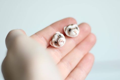 Ferret handcrafted polymer clay stud earrings, fimo ferret forest wild animal earrings, Mother’s Day gift, gift for women Polymer Clay Ferret, Clay Ferret, Earrings Fimo, Polymer Clay Stud Earrings, Clay Stud Earrings, Polymer Clay Animals, Clay Animals, Animal Earrings, Wild Animal