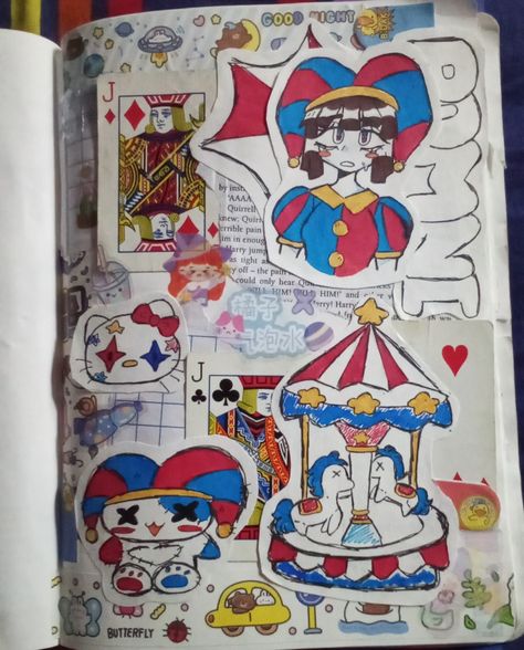 Clown Sketchbook Page, Pomni Drawing Ideas, Art Ideas Reference, Pomni Aesthetic, Drawings To Fill Your Sketchbook, Sketchbook Inspiration Doodles, Pomni Drawing, Clown Doodles, Sketchbook Art Journal Sketches