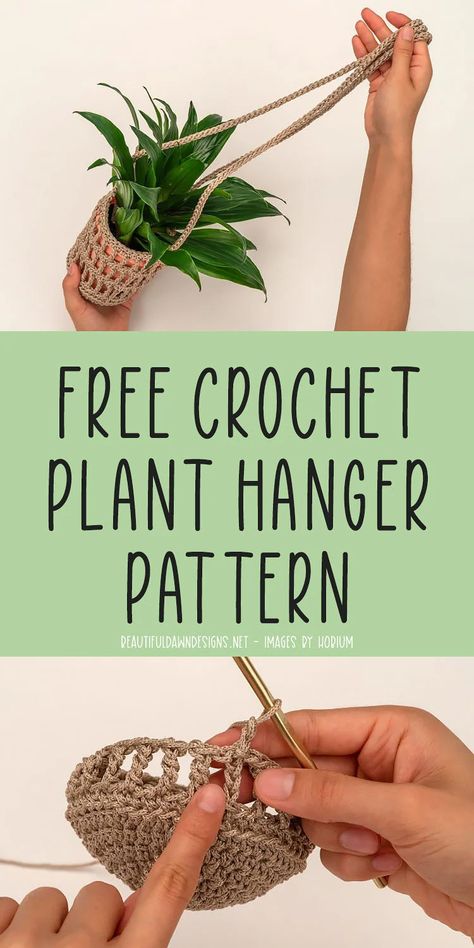 Crochet Plant Pot Holders, Easy Crochet Plant Hanger, Hanging Plant Holder Diy, Crochet Plant Hanger Pattern Free, Crochet Air Plant Holder, Crochet Hanging Plant Holder, Free Crochet Plant Hanger, Crochet Plant Hanger Pattern, Crochet Plant Holder