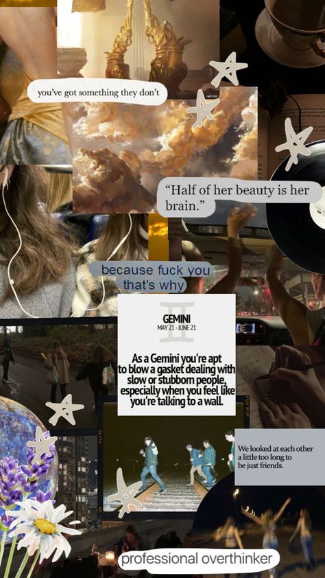 My zodiac sign:) #gemini #astrology #zodiac #moodboard #collage #aesthetic Gemini Energy Aesthetic, Gemini Collage Wallpaper, Gemini Moodboard Aesthetic, Gemini Mercury Aesthetic, Gemini Woman Aesthetic, Gemini Aesthetic Wallpaper Dark, Pisces Midheaven, Gemini Core Aesthetic, Gemini Rising Aesthetic