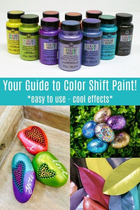 FolkArt Color Shift paint is a cool craft paint – with metallic shades that shift in changing light! Learn all about it and how to use it. Don't forget to scroll down to the bottom of the post to see a video that shows all the colors! Color Shift Paint Projects, Diy Unicorn Spit Recipe, Color Shift Paint, Color Changing Paint, Unicorn Spit, Craft Paint, Glitter Paint, Colour Changing, Fun Crafts For Kids