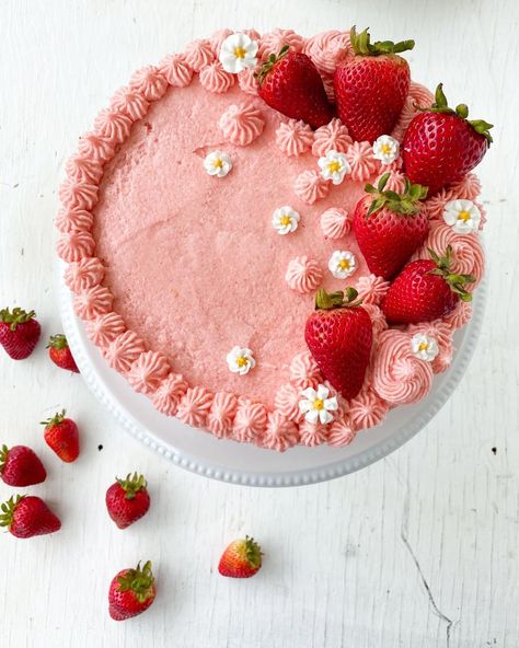 Wilton Cake Decorating on Instagram: “This week we are highlighting our Fresh Strawberry Buttercream Frosting Recipe! 🍓🍰Pair this frosting with a rich chocolate layer cake or…” Strawberry Frosting Recipes, Strawberry Cake Decorations, Beautiful Birthday Cake, Buttercream Icing Recipe, Strawberry Buttercream Frosting, Birthday Cake With Name, Cake With Name, Strawberry Frosting, Strawberry Cake Recipes