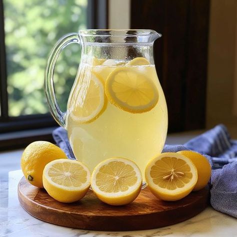 🍋 Zesty Sunshine Lemonade 🌞** **Ingredients:** • 1 cup fresh-squeezed lemon juice (4-6 lemons) 🍋 • 1 cup sugar crystals ✨ • 5 cups chilled H2O 💧 • Ice cubes ❄️ • Lemon slices & mint leaves for flair (if you fancy) 🌿 **Magic-Making Steps:** 1️⃣ Whip up a sweet syrup: Mix 1 cup H2O + sugar in a pot. Heat & stir till sugar vanishes! Cool it down. 🔥➡️❄️ 2️⃣ In a big jug, blend lemon juice & your cool syrup. 🥤 3️⃣ Pour in 4 cups of cold H2O. Stir it up! 🌪️ 4️⃣ Fill glasses with ice cubes. 🧊 ... Lemonade Ingredients, How To Make Bacon, Squeezed Lemon, Lemon Slices, Birthday Brunch, Sugar Crystals, Lemon Slice, Lemon Water, How To Squeeze Lemons