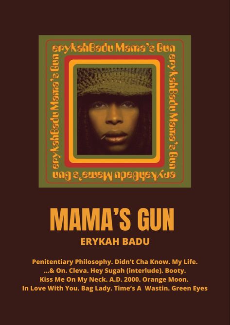 Orange Moon Erykah Badu, Erykah Badu Album Cover, Erykah Badu Poster, Nina Core, Orange Moon, Music Poster Ideas, Poster Inspiration, Living Room Poster, Music Collage