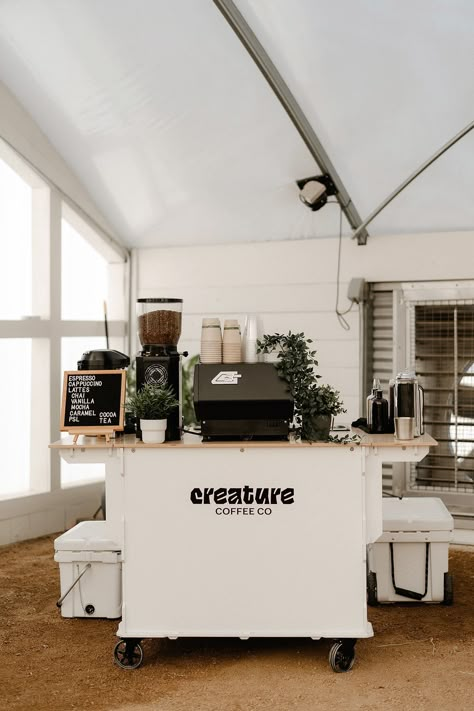 Coffee For Wedding, Coffee Booth Wedding, Cafe Pop Up Design, Coffee Shop Cart, Mobile Coffee Cart Ideas Business, Wedding Coffee Cart, Coffee Shop Pop Up, Mobile Coffee Cart Ideas, Coffee Shops Ideas