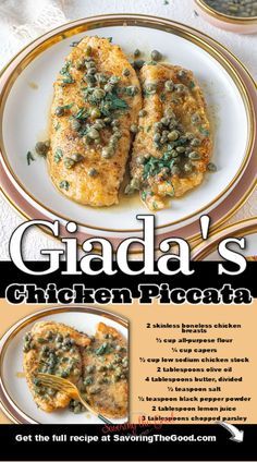 Turkey Piccata Recipe, Giada's Chicken Piccata, Chicken Piccata Oven Baked, Chicken Piccata Baked, Dinner Recipes Italian Main Dishes, Chicken Picatta Pasta Recipes, Best Chicken Piccata Recipe, Breaded Chicken Piccata, Baked Chicken Piccata Recipe