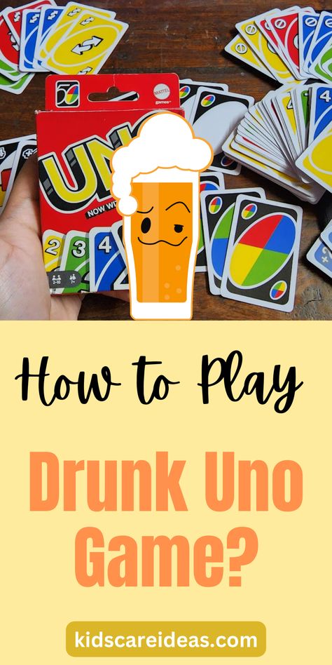 Fun Drunk UNO Rules: Learn How to Play Tipsy UNO Games To Play With Uno Cards, Strip Uno Rules, Diy Drinking Games Cards, Drunk Uno Rules, Drunk Card Games, Uno Drinking Game, Uno Rules, Drinking Games For Two, Drunk Uno