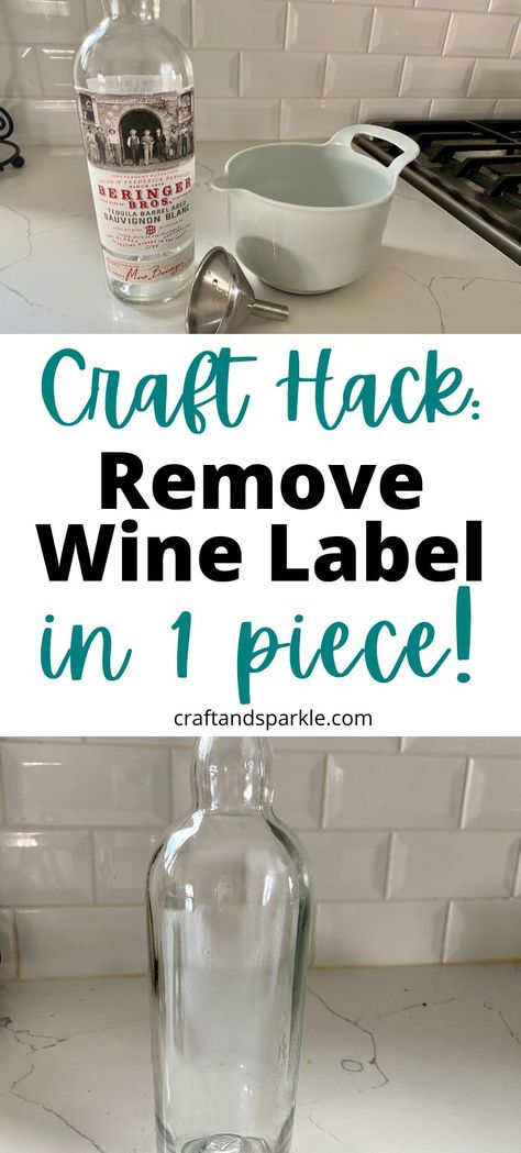 For your next wine bottle craft, you might need to remove the label. Here’s a tutorial on how to easily remove the label in one piece! This hack will let you reuse the labels of your favorite wine bottles in other projects. Wine Label Crafts, Remove Wine Bottle Labels, Diy Wine Bottle Labels, Wine Bottle Lables, Wine Bottle Craft, Bottle Labels Diy, Diy Wine Labels, Wine Glass Vinyl, Bottle Lables