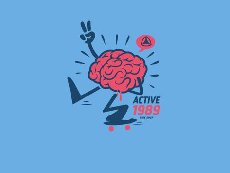 Skateboarding on the Brain! illustration vector sticker design t shirt design character design skateboarding t-shirt design vector design graphics Brain Character Design, Brain Doodle, Brain Character, Fun Doodles, Brain Illustration, Brain Logo, Retro Character, Cartoon Food, Story Books Illustrations