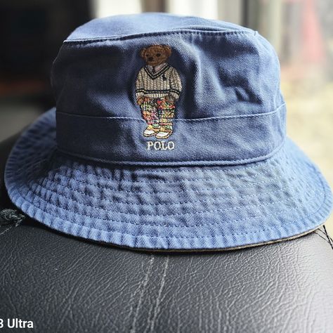 This Denim Iconic Polo Bear Embroidered Bucket Hat. Unisex. Can Be Worn Dressed Down Or A Casual Function. Bear Bucket Hat, Embroidered Bucket Hat, Polo Bear, Dressed Down, Polo By Ralph Lauren, Men's Polo, Bucket Hat, Mens Polo, Polo Ralph Lauren