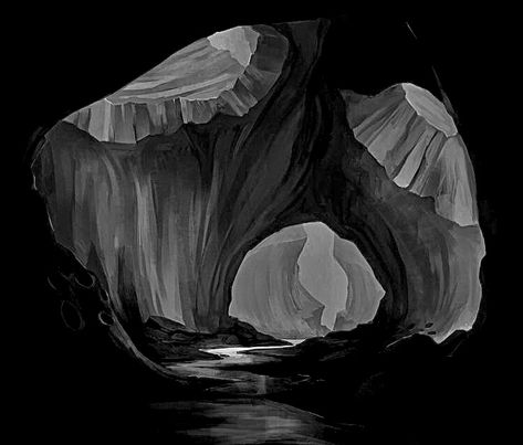 Cave Opening Drawing, Cavern Drawing, Cave Drawing Easy, Cave Sketch, Surrealism Art Projects, Cave Illustration, Dune Illustration, Cave Drawing, Hole Drawing