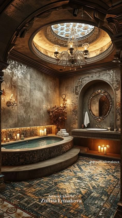 Bathhouse Aesthetic, Modern Castle Interior, Theme Interior Design, Royal Bathroom, Castle Rooms, Bathroom Aesthetics, Going On An Adventure, Casa Clean, Groovy Vibes