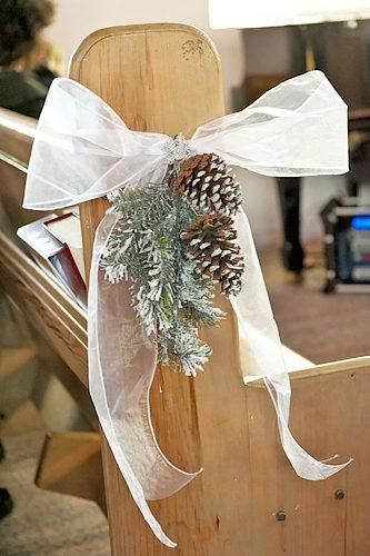 Charming Winter Wedding Decorations ★ wedding decorations 8 Pinecone Wedding Decorations, Church Pew, Winter Wedding Decorations, Wedding Aisle Decorations, December Wedding, Winter Wedding Inspiration, Winter Wonderland Wedding, Aisle Decor, Wonderland Wedding