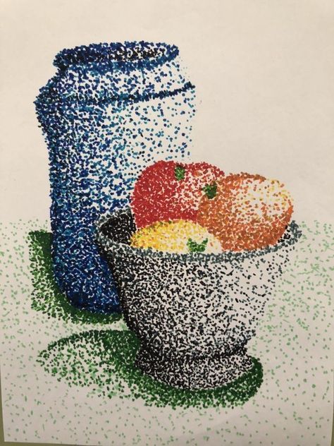 Simple Pointilism Art, Pointalism Art Easy, Pointilism Art Ideas Easy, Pointillism Painting, Simple Art Drawings, Pointalism Art, Art Drawing Ideas, Drawings For Beginners, Simple Drawing Ideas