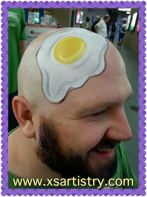 www.facebook.com/xsartistry www.xsartistry.com Serving South Jersey and the surrounding areas Egg head :) Bald Head Face Paint, Funny Facepaints, Egg Head, Head Painting, Frozen Face, Face Painting Tutorials, Painting Simple, Kids Face Paint, Easter Bonnet