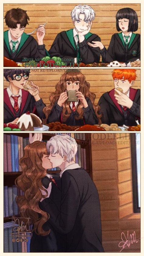 Draco Y Hermione, Draco Malfoy Hermione Granger, Hermione Granger Fanart, Hermione Fan Art, Garri Potter, Draco And Hermione Fanfiction, Draco Malfoy Fanart, Dramione Fan Art, Draco Malfoy Aesthetic