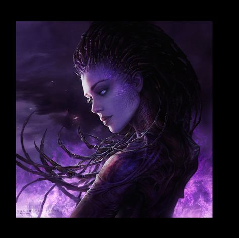 ArtStation - Kerrigan, Flint Chen Kerrigan Starcraft, Queen Of Blades, Sarah Kerrigan, Gears Of Wars, Halo Backgrounds, Purple Alien, Starcraft 2, Female Warriors, Alien Concept