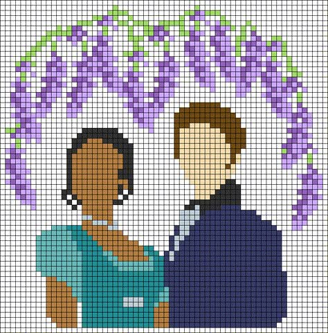 Alpha pattern #158237 | BraceletBook Bridgerton Pixel Art, Kate Anthony, Wisteria Flower, Cross Stitch Pattern Maker, Crochet Wall Art, Flowers Vines, Diy Perler Bead Crafts, Lovers Romance, Pixel Crochet