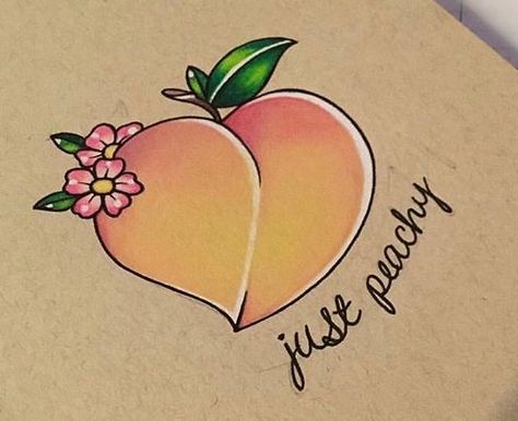 Peach Tattoo Buttcheek, Just Peachy Tattoo, Peach Tattoo Design, Georgia Peach Tattoo, Peach Tattoo, Filler Ideas, Tattoo Filler, Mom Tattoo Designs, Mom Tattoo