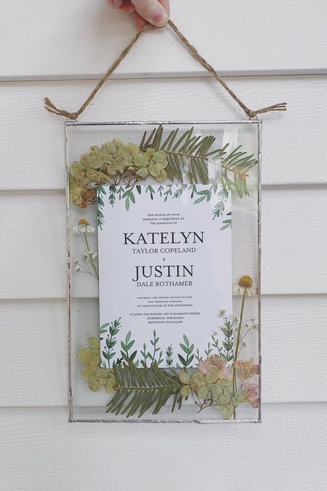 Wedding Invitation Custom Pressed Flower Frame | Etsy Pressed Flower Bouquet, Flower Bouquet Preservation, Pressed Greenery, Stars Wedding Invitations, Pressed Flower Frame, Invitation Frames, Wedding Bouquet Preservation, Material Flowers, Bouquet Preservation