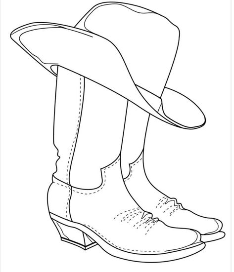 Vaquera Drawing, Cartoon Boots Drawing, Cowgirl Boot Outline, Cowboy Boot Stained Glass Pattern, How To Draw Cowboy Boots, Rodeo Drawings, Cowgirl Boots Drawing, Cowboy Boots Drawing, Wild West Crafts