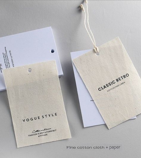 Diy Hang Tags Clothing, Clothing Labels Design, Hang Tags Clothing, Hang Tag Design, Linen Business Cards, Luxury Packaging Design, Business Cards Photography, Clothing Tags, Creative Packaging