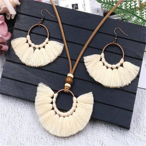 Handmade Tassel Jewellery Set for Women - LOLITA Active link in Bio At RB Fashion Jewellery, we let our prices do the talking 💚 SWIPE TO SEE 👉 👉 👉 🌏 FREE Worldwide Shipping ✔️ Money-back Guaranteed 📧 Support@RBJewelleryy.com #handmadejewelleryset #TasselJewellerySet #rbjewellery #smallbusiness #shopsmall #jewelry #giftideas #gold #accessories #earrings #etsy #handmadejewelry #necklace #trendy #etsyshop Jewelry Sets Handmade, Big Necklace, Casual Earrings, Long Tassel Earrings, Tassel Jewelry, Popular Jewelry, Bijoux Diy, Tragus, Necklace Earring Set