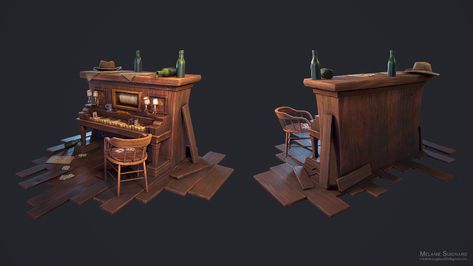 ArtStation - Western pianola, Mélanie Suignard Western Props, Art Test, Far West, 3d Modelling, Prop Design, Blender 3d, New Project, 3d Modeling, Animation Film