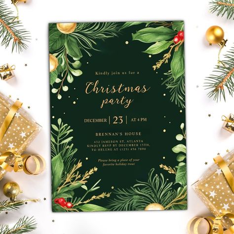 Elegant Holiday Greenery QR Code Christmas Party I Invitation | Zazzle Elegant Christmas Party Invitations, Modern Christmas Party, Elegant Christmas Party, Holiday Treats Christmas, Botanical Christmas, Christmas Party Themes, Holiday Greenery, Christmas Party Invitation, Christmas Greenery