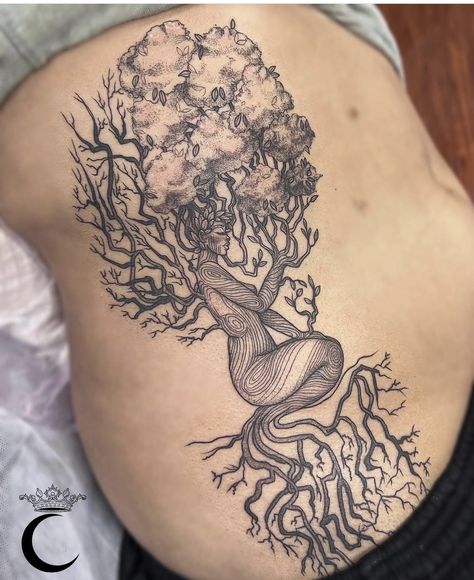 Woman With Roots Tattoo, Shoulder Tree Tattoos For Women, Black Woman Tree Tattoo, Cover The Earth Before It Covers You Tattoo, Tree Tattoos For Women Arm Sleeve, Black Mother Nature Tattoo, Mother Nature Tattoos Black Women, 1920s Club, Goddess Tree Tattoo