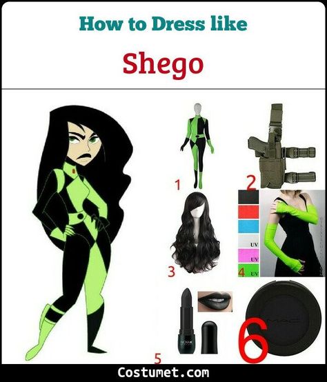 Shego Hairstyle, She Go Costume, Shego Costume, Nicole Sullivan, She Go, Black Halloween Dress, Costume For Halloween, Black Lipstick, Black Eyeshadow