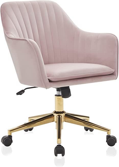 High Office Chair, Rolling Office Chair, Velvet Office Chair, Pink Desk, Home Office Chair, Vanity Room, Vanity Chair, Swivel Wheels, Office Desk Chair