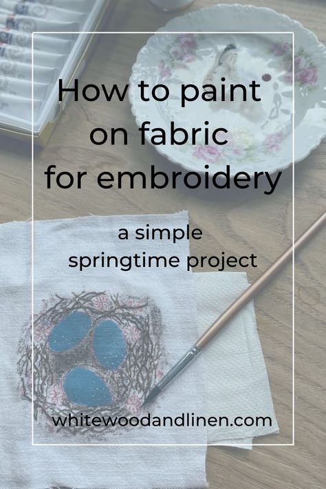 We have incorporated fabric paints into this simple springtime embroidery project, you can use watercolour paint too for the same easy result. Read this blog to see how this mixed media art project is achieved by conbining beautiful embroidery threads and simple paint colours Acrylic Paint And Embroidery, Textile Painting Ideas, Embroidery And Painting Mixed Media, Mixed Media Fabric Art, Watercolour On Fabric, Watercolour Embroidery Mixed Media, Fabric Painting With Embroidery, Watercolor And Embroidery On Fabric, Paint And Embroidery Mixed Media